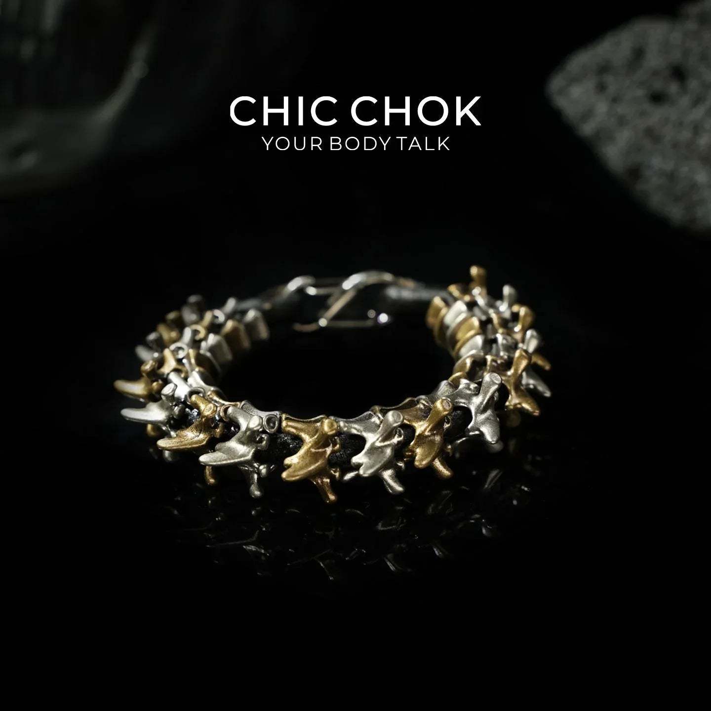 [CHICCHOK] Dragon Themed Bracelet – Stylish Bone Design, A Fusion of Steel and Leather - CHICCHOK