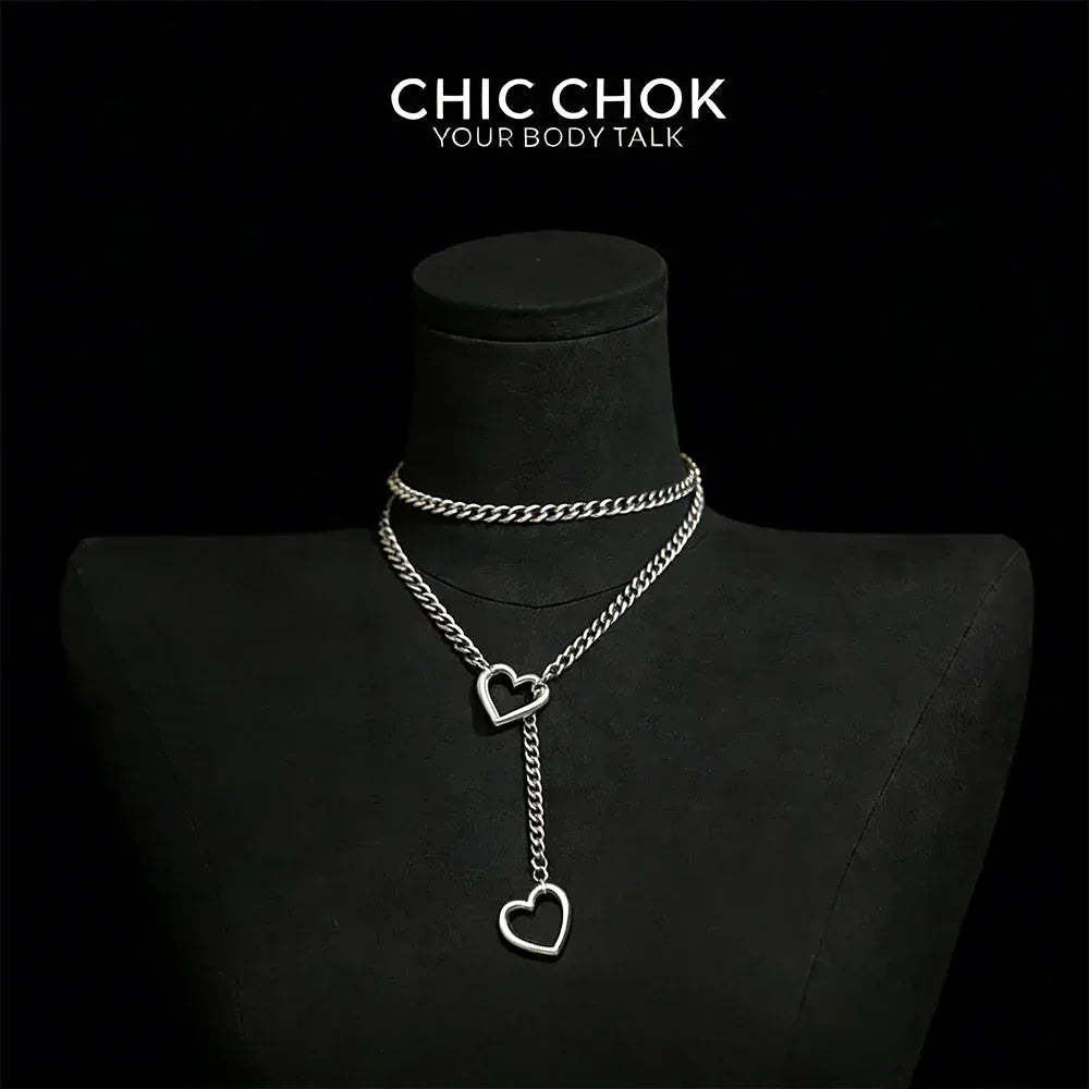 CHICCHOK [MeowChain] Heart O-ring Cuban chain necklace - CHICCHOK - Choker