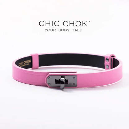 CHICCHOK [The Minimalism] - Classic Front Closure Customize Non-adjustable Fashion Choker(With a love lock) - CHICCHOK