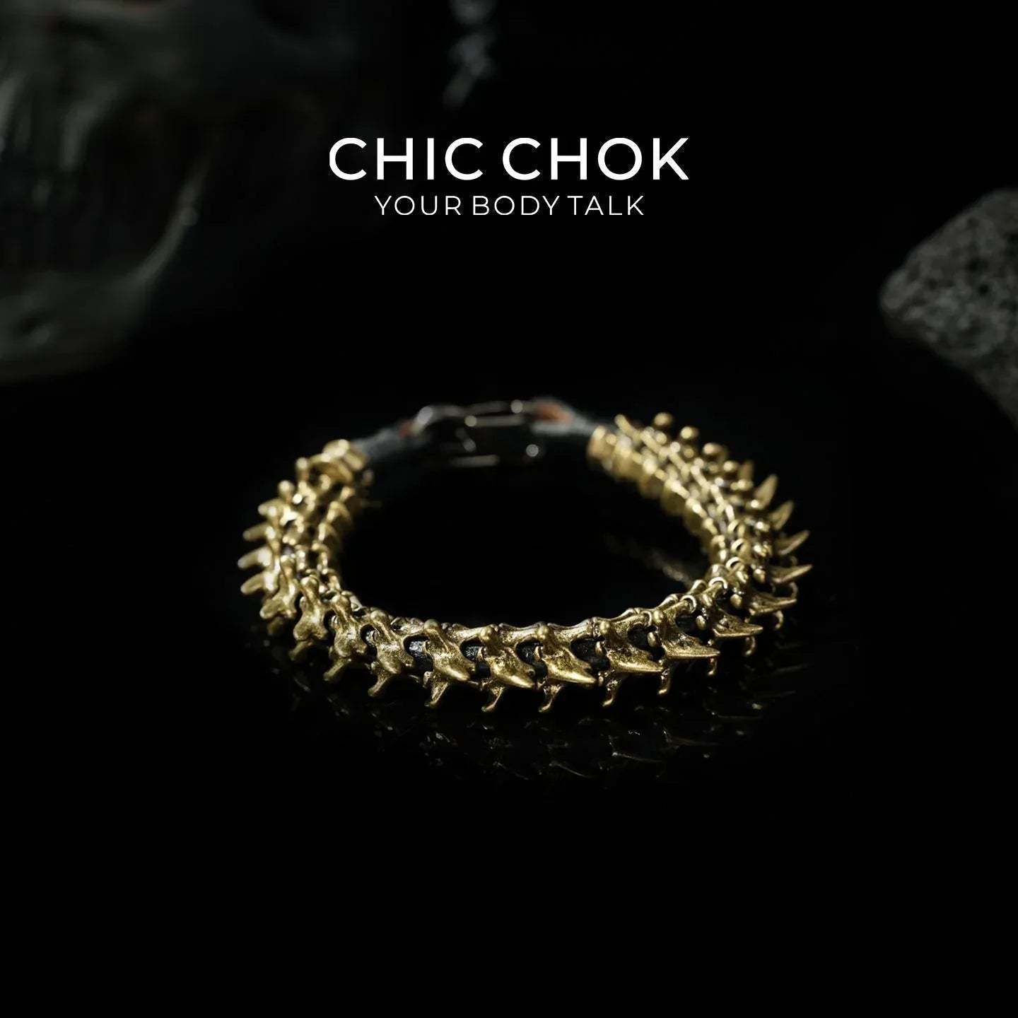 [CHICCHOK] Dragon Themed Bracelet – Stylish Bone Design, A Fusion of Steel and Leather - CHICCHOK