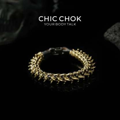 [CHICCHOK] Dragon Themed Bracelet – Stylish Bone Design, A Fusion of Steel and Leather - CHICCHOK