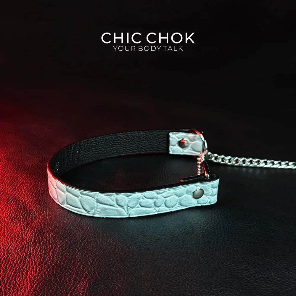 CHICCHOK [Breathless] Pulling Fashion and Fun Choker(Ice Blue Crocodile Texture) - CHICCHOK