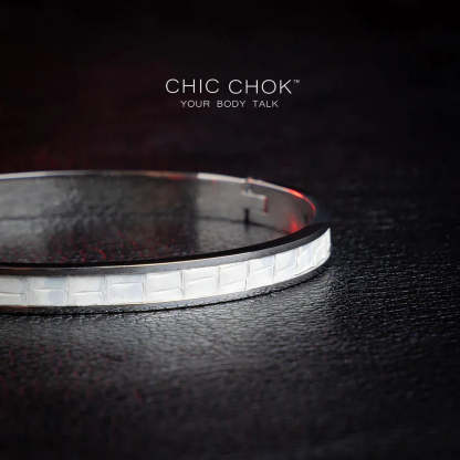 CHICCHOK [Angel Pulse] - Stainless Steel White Lizard Hide Non-adjustable Bracelet - CHICCHOK