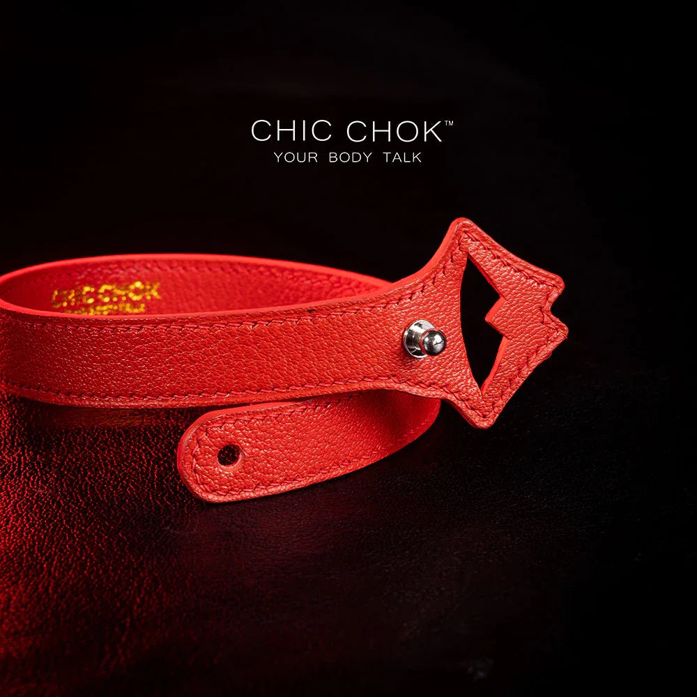 CHICCHOK[Exotic Kiss] Red Lips Shape Adjustable Fashion Leather Choker - CHICCHOK