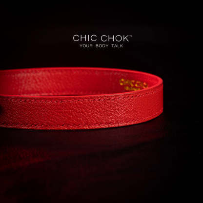 CHICCHOK [Exotic Kiss] Red Lips Shape Adjustable Fashion Leather Choker - Eye-catching red lips pendant, adjustable fit, high-quality leather, chic and unique design for adding edgy flair to any outfit, perfect for both casual and statement looks.