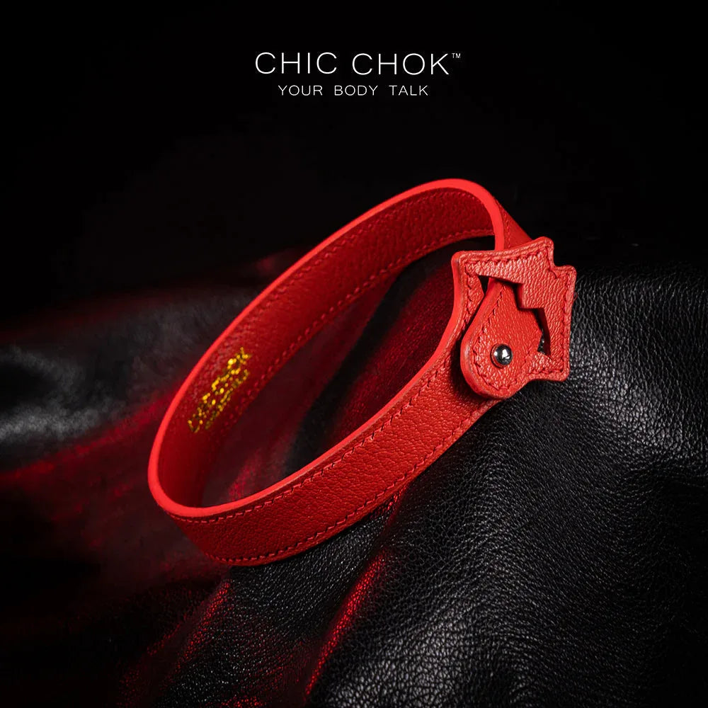 CHICCHOK[Exotic Kiss] Red Lips Shape Adjustable Fashion Leather Choker - CHICCHOK