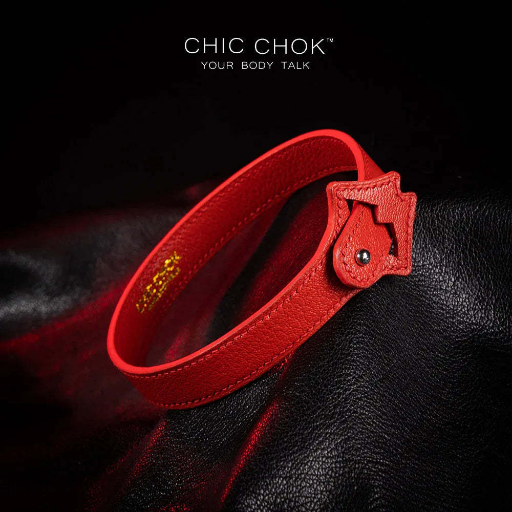 CHICCHOK[Exotic Kiss] Red Lips Shape Adjustable Fashion Leather Choker - CHICCHOK