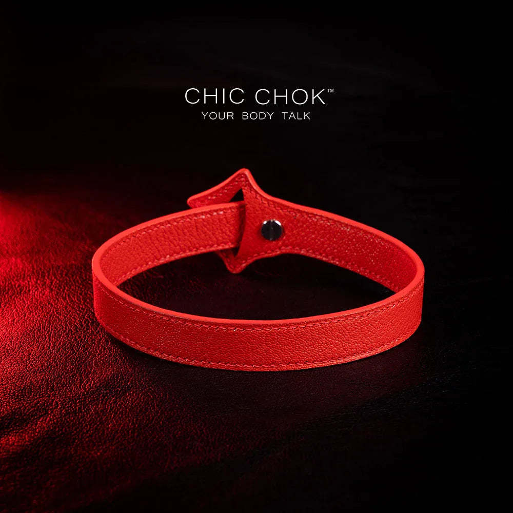 CHICCHOK[Exotic Kiss] Red Lips Shape Adjustable Fashion Leather Choker - CHICCHOK