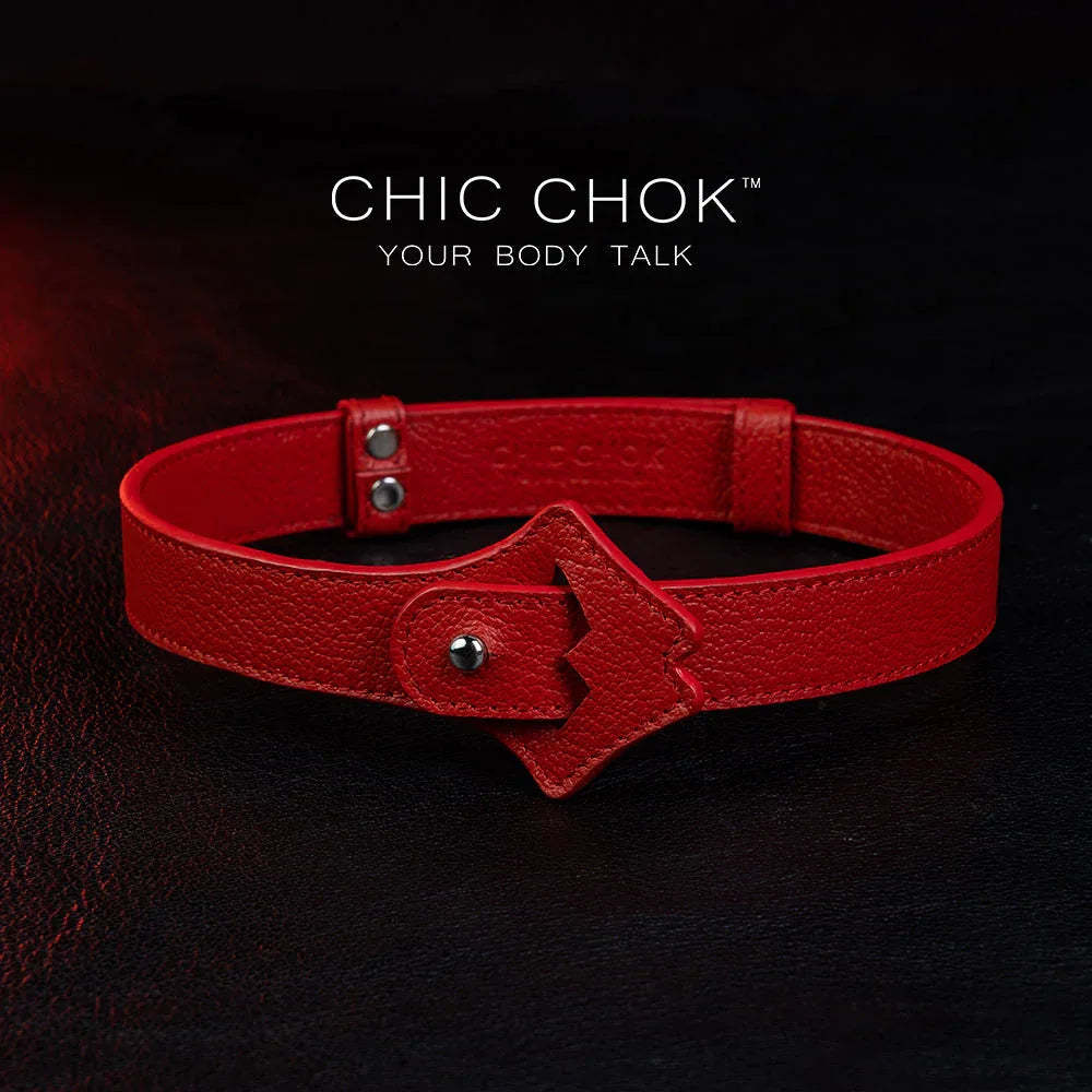 CHICCHOK[Exotic Kiss] Red Lips Shape Adjustable Fashion Leather Choker - CHICCHOK