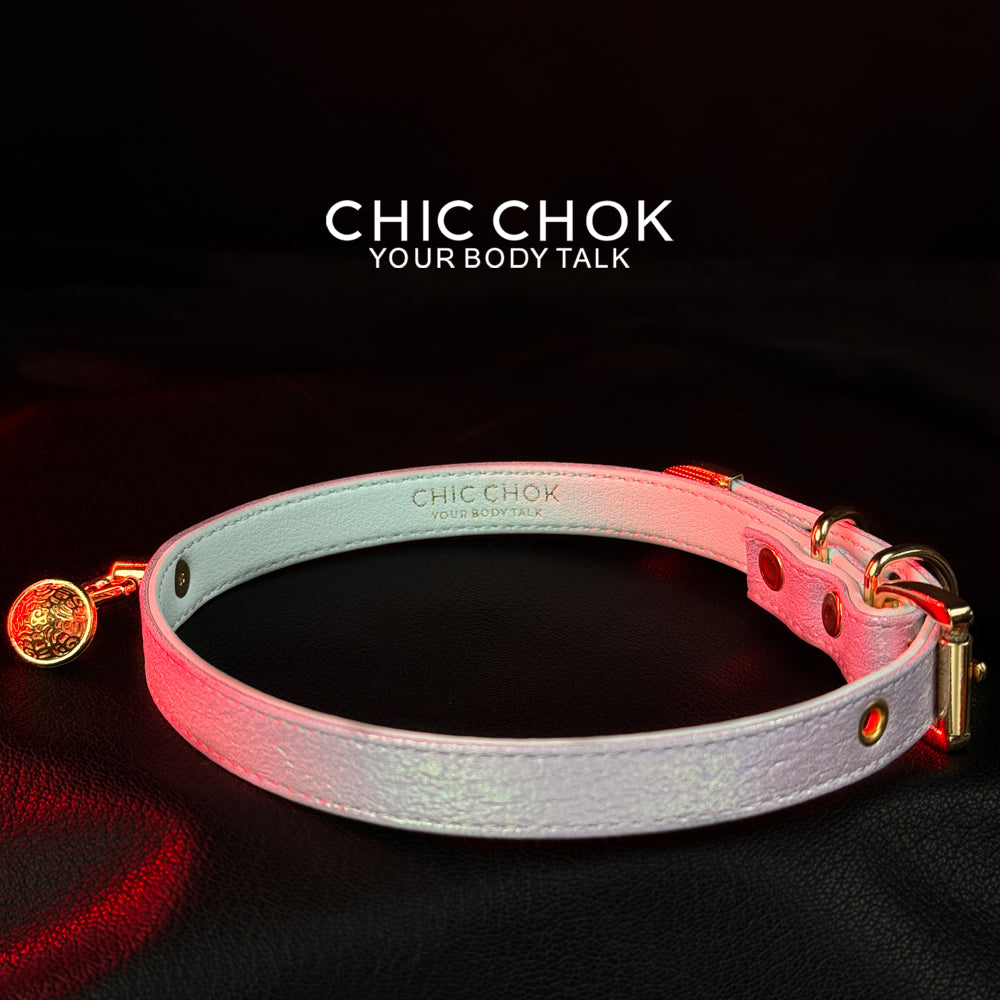 Fairy Lolita Light Color Shiny Leather Necklace - Adjustable Belt Closure - Unisex Casual Style Choker for Men and Women 