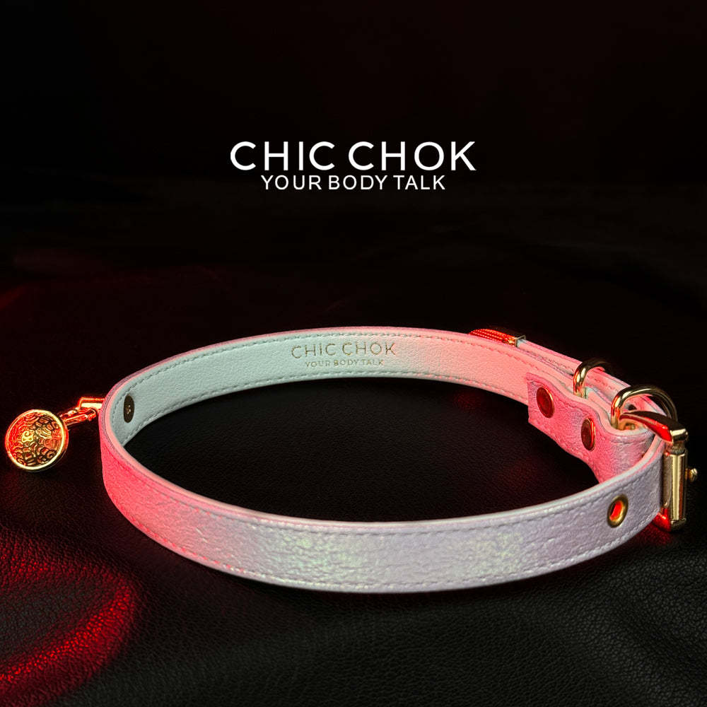 Fairy Lolita Light Color Shiny Leather Necklace - Adjustable Belt Closure - Unisex Casual Style Choker for Men and Women 