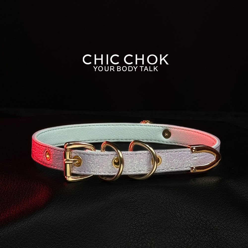 Fairy Lolita Light Color Shiny Leather Necklace - Adjustable Belt Closure - Unisex Casual Style Choker for Men and Women 