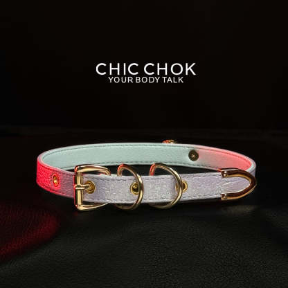 Fairy Lolita Light Color Shiny Leather Necklace - Adjustable Belt Closure - Unisex Casual Style Choker for Men and Women 