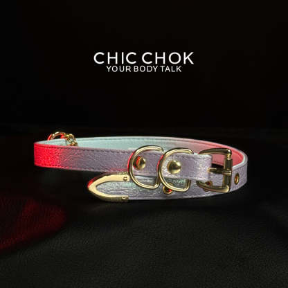 Fairy Lolita Light Color Shiny Leather Necklace - Adjustable Belt Closure - Unisex Casual Style Choker for Men and Women 