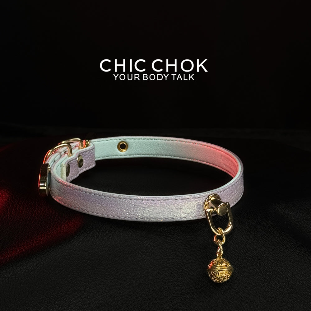 Fairy Lolita Light Color Shiny Leather Necklace - Adjustable Belt Closure - Unisex Casual Style Choker for Men and Women 