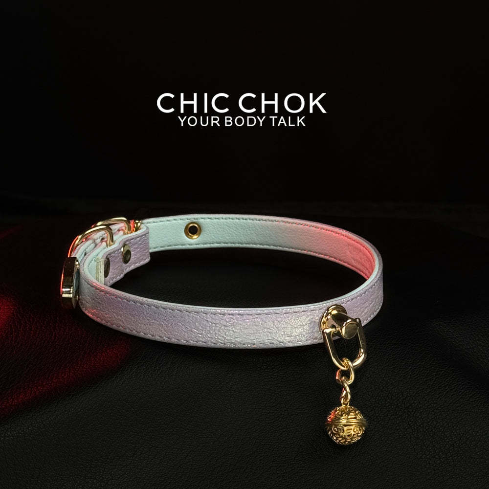 Fairy Lolita Light Color Shiny Leather Necklace - Adjustable Belt Closure - Unisex Casual Style Choker for Men and Women 