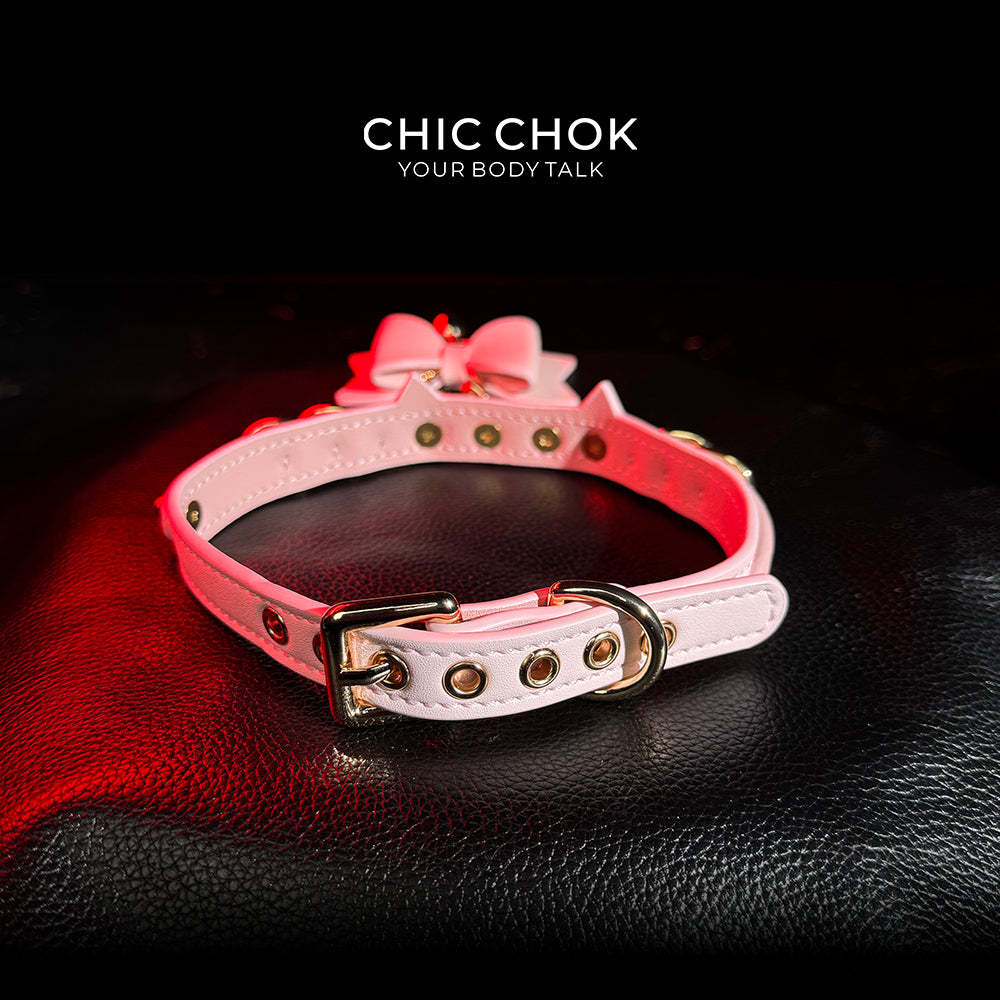 CHIC CHOK [Pearlescent kitty] Moon's Favor Pink Pearl Bow Necklace