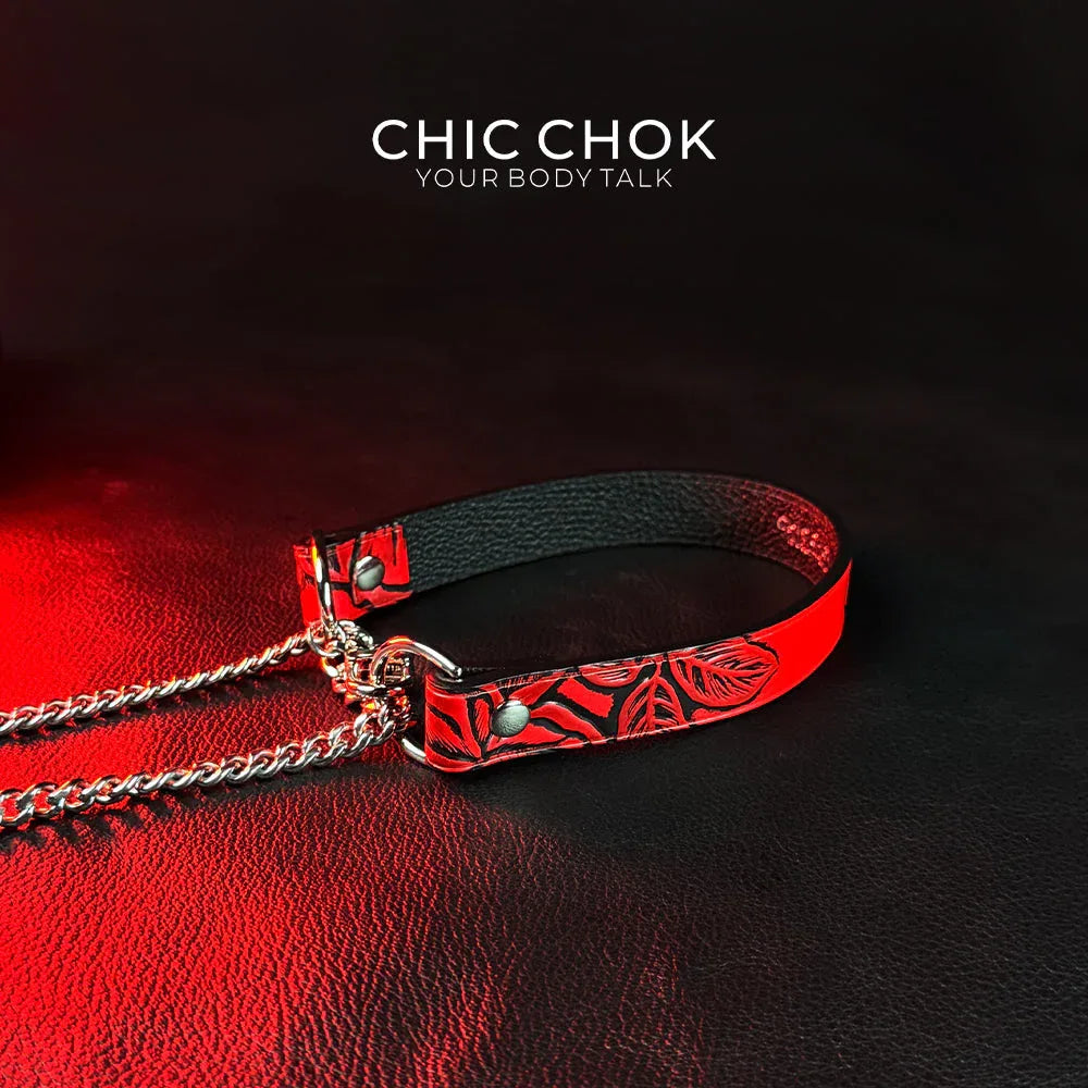 CHICCHOK [Breathless] Pulling Fashion and Fun Choker(Black and Red Pattern) - CHICCHOK