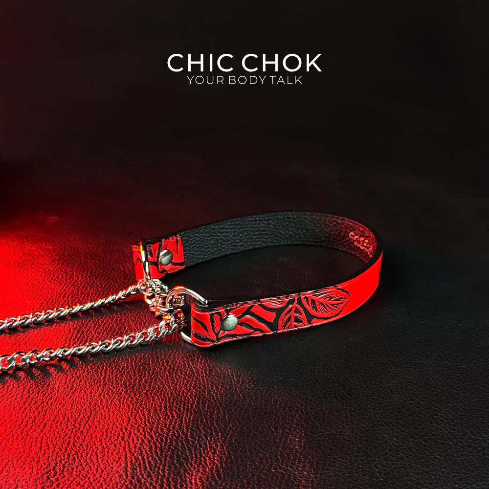 CHICCHOK [Breathless] Pulling Fashion and Fun Choker(Black and Red Pattern) - CHICCHOK
