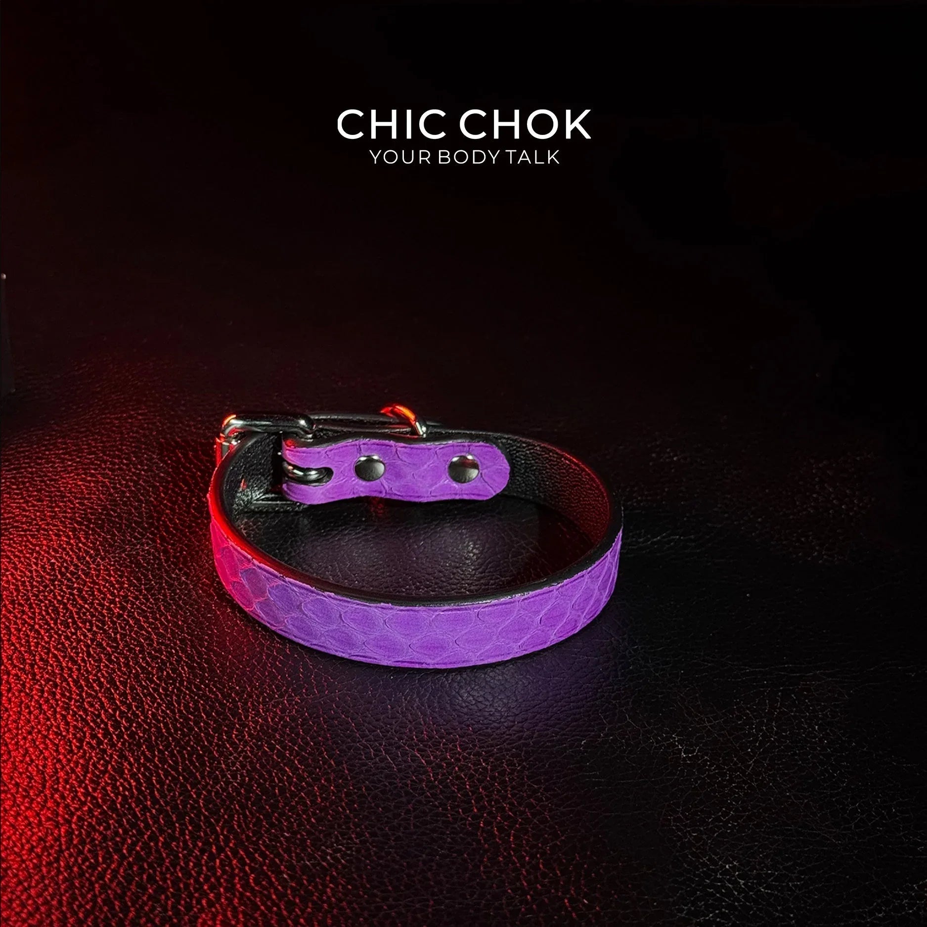 Purple Snakeskin Leather Necklace Set - Handmade Boho Jewelry - CHICCHOK