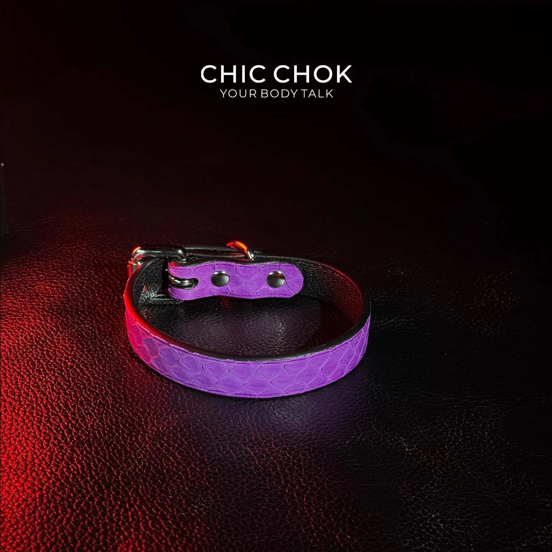 Purple Snakeskin Leather Necklace Set - Handmade Boho Jewelry - CHICCHOK