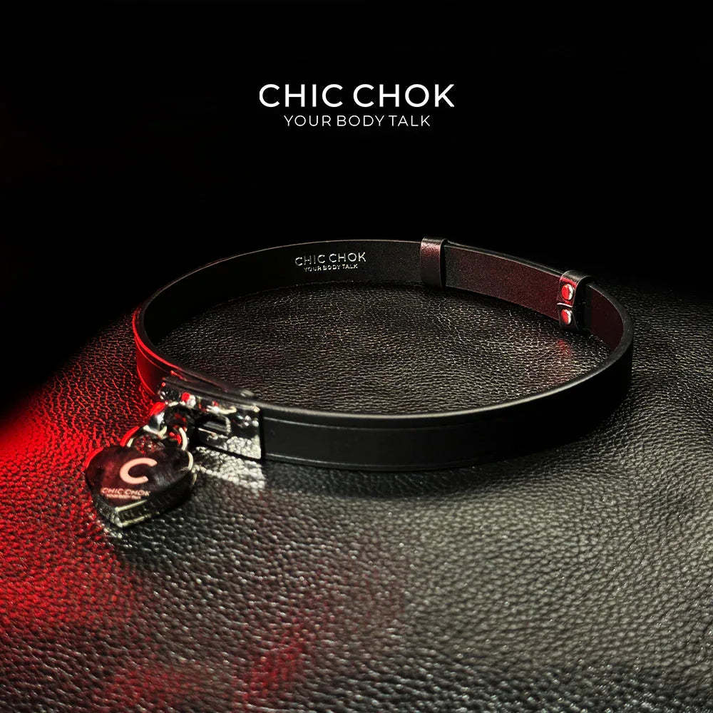 CHICCHOK [The Minimalism] - Classic Front Closure Customize Non-adjustable Fashion Choker(With a love lock) - CHICCHOK