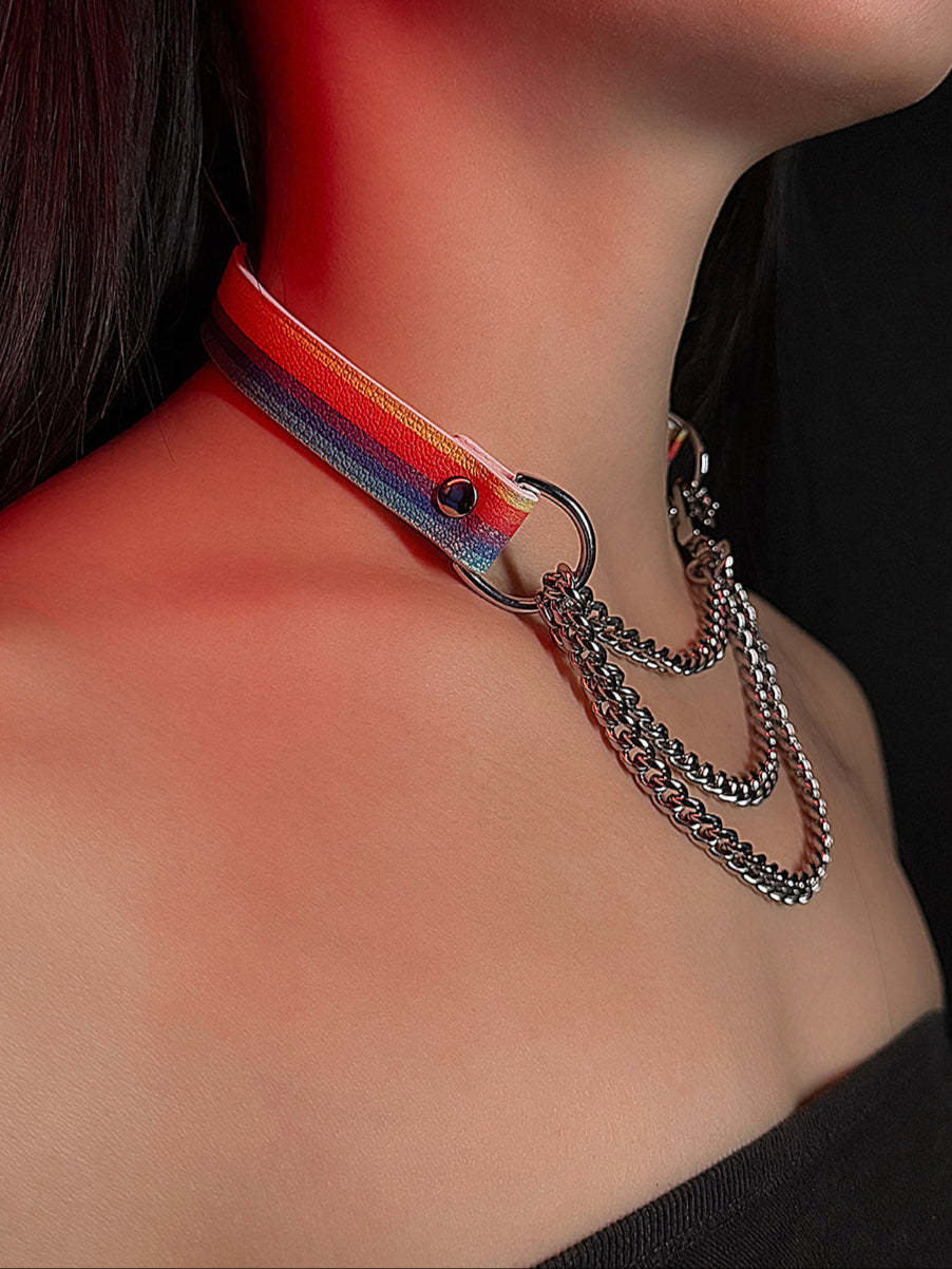 CHICCHOK [Breathless] Pulling Fashion and Fun Choker Rainbow