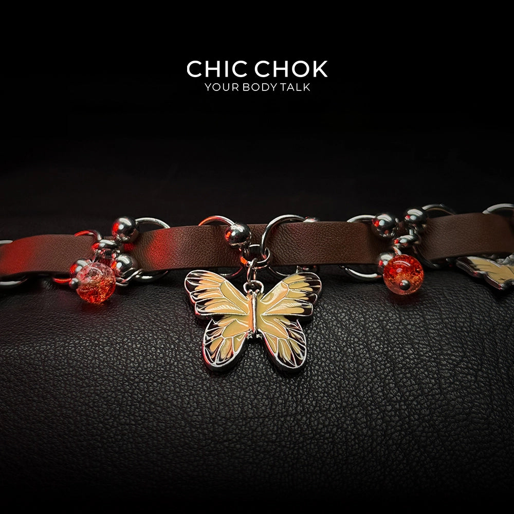 Fashion butterfly style leather necklace, made of high-quality leather, comfortable to wear, adjustable, couple accessories