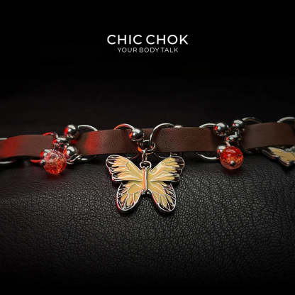 Fashion butterfly style leather necklace, made of high-quality leather, comfortable to wear, adjustable, couple accessories