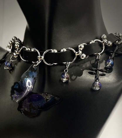 Fashion butterfly style leather necklace, made of high-quality leather, comfortable to wear, adjustable, couple accessories