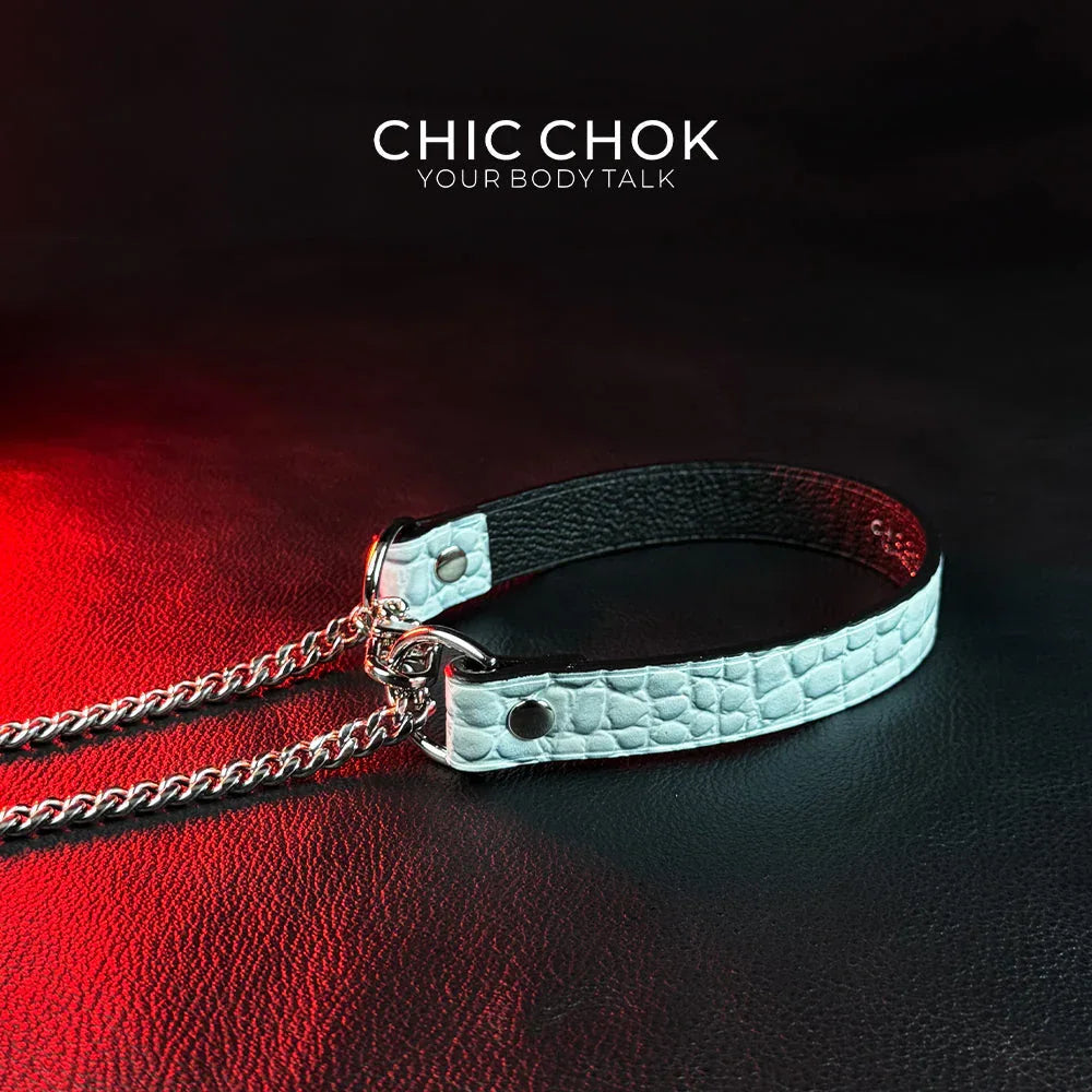 CHICCHOK [Breathless] Pulling Fashion and Fun Choker(Ice Blue Crocodile Texture) - CHICCHOK