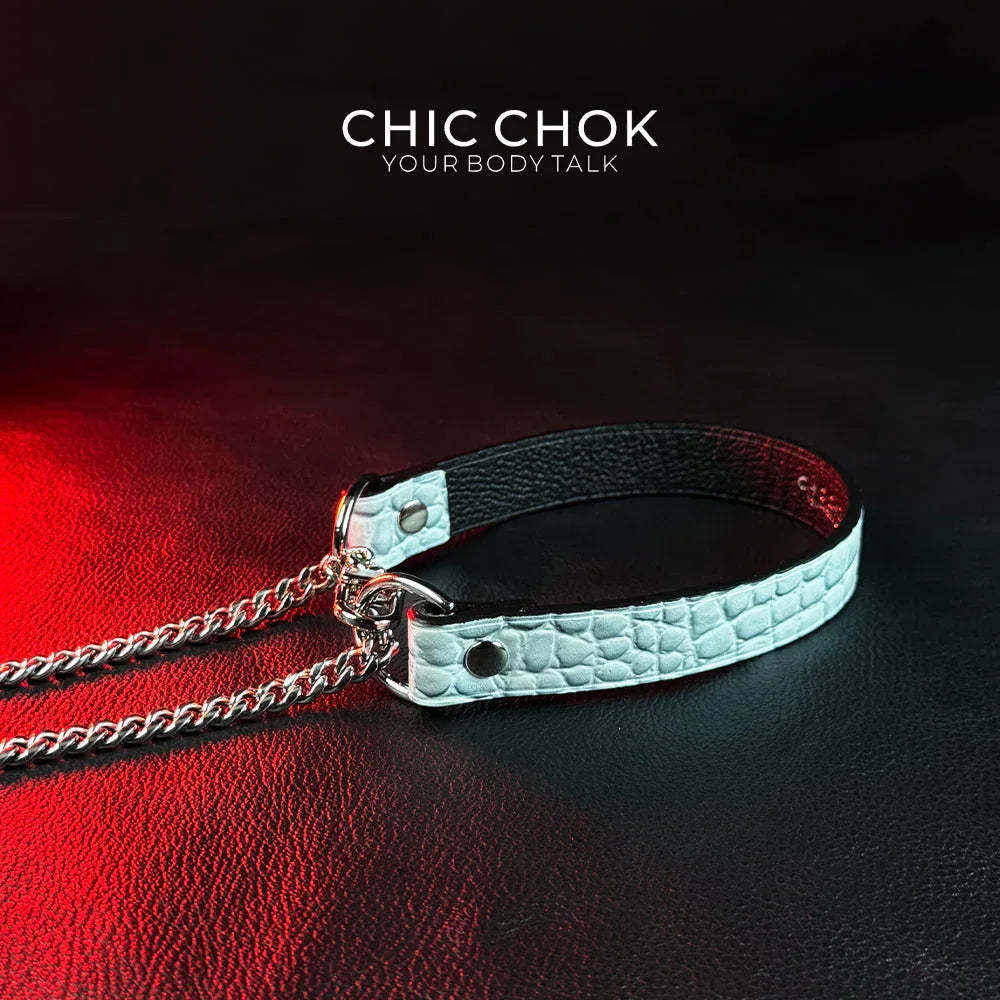 CHICCHOK [Breathless] Pulling Fashion and Fun Choker(Ice Blue Crocodile Texture) - CHICCHOK