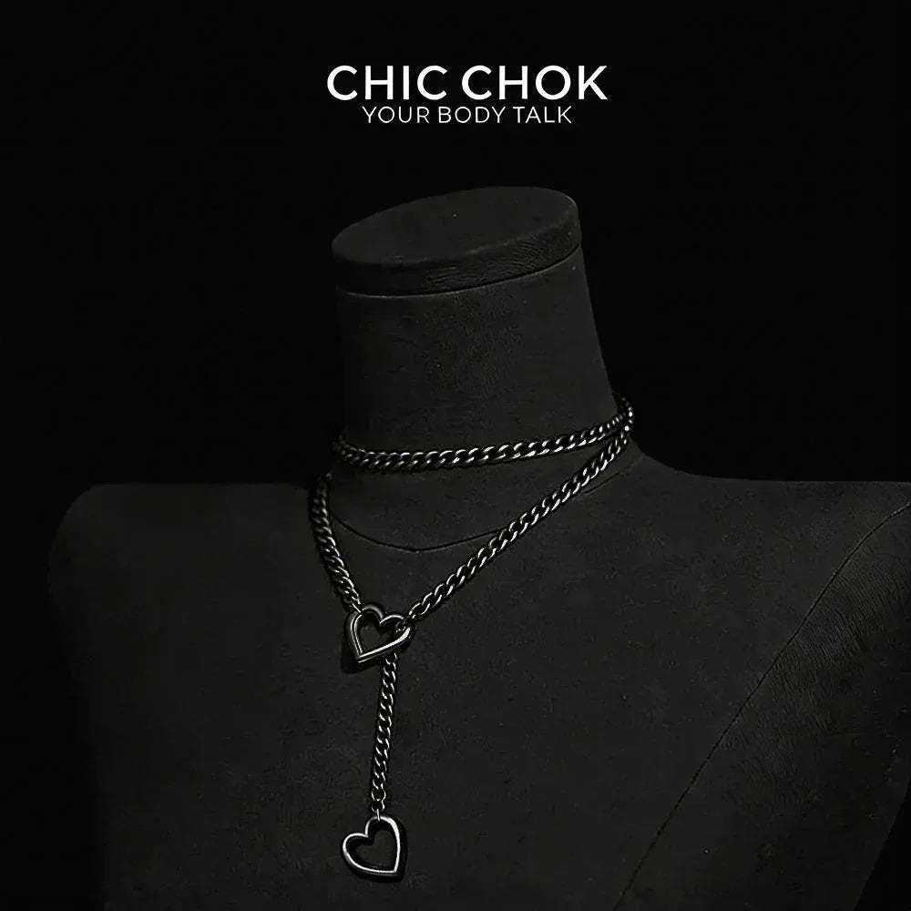 CHICCHOK [MeowChain] Heart O-ring Cuban chain necklace - CHICCHOK - Choker