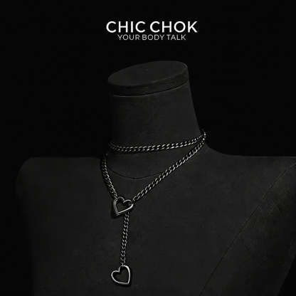 CHICCHOK [MeowChain] Heart O-ring Cuban chain necklace - CHICCHOK - Choker