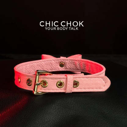 CHICCHOK[ Miss Belle ] Fashion Cute and Lovely Style, Bow Tie with Bell Daily Wear Leather Necklace Choker slipchaincollarwomen Bow Pendant Necklace bow pendant necklace - CHICCHOK