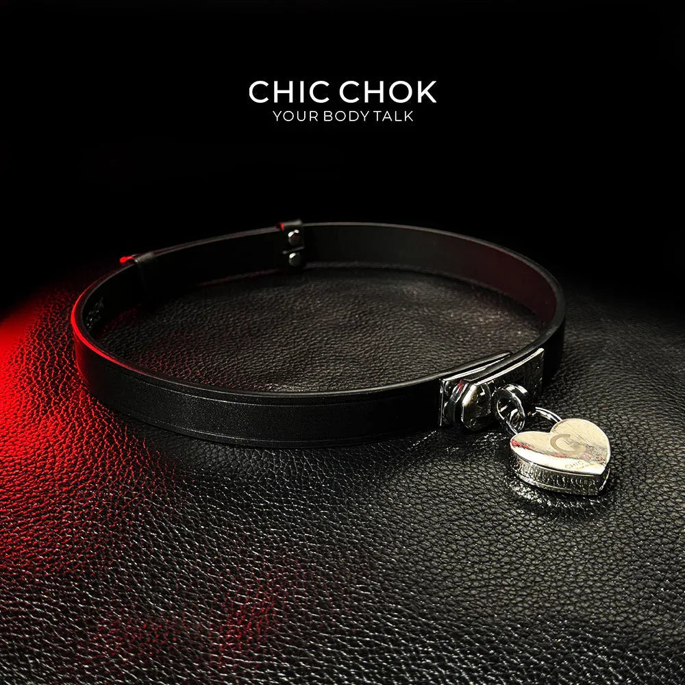 CHICCHOK [The Minimalism] - Classic Front Closure Customize Non-adjustable Fashion Choker(With a love lock) - CHICCHOK