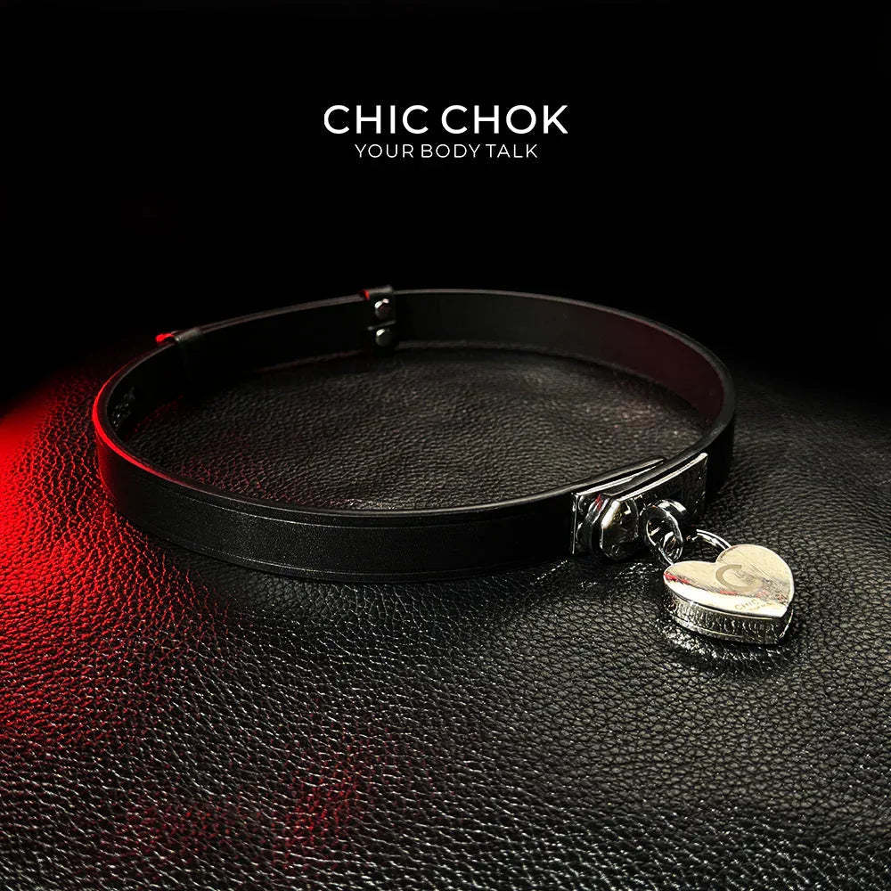 CHICCHOK [The Minimalism] - Classic Front Closure Customize Non-adjustable Fashion Choker(With a love lock) - CHICCHOK