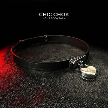 CHICCHOK [The Minimalism] - Classic Front Closure Customize Non-adjustable Fashion Choker(With a love lock) - CHICCHOK