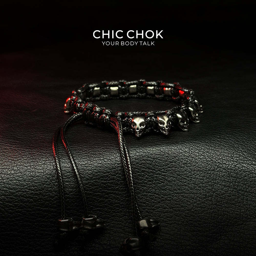 Skeleton-Themed Adjustable Bracelet - CHICCHOK Edgy Gothic Jewelry