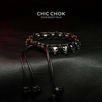 Skeleton-Themed Adjustable Bracelet - CHICCHOK Edgy Gothic Jewelry