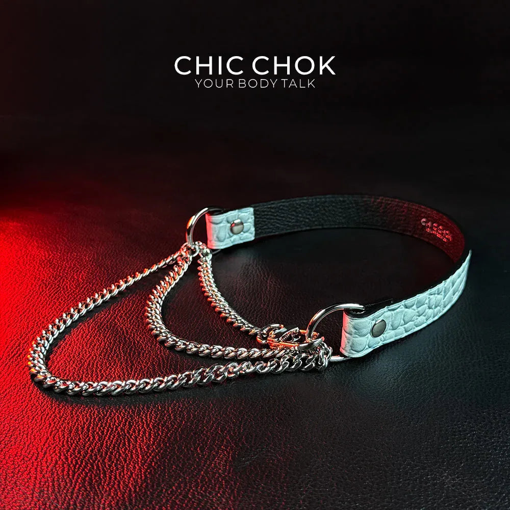 CHICCHOK [Breathless] Pulling Fashion and Fun Choker(Ice Blue Crocodile Texture) - CHICCHOK