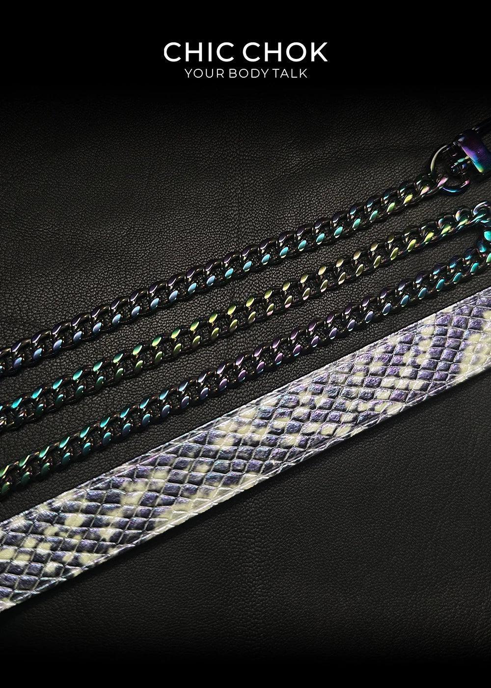 CHICCHOK [Breathless] Pulling Fashion and Fun Choker Python texture leather - CHICCHOK