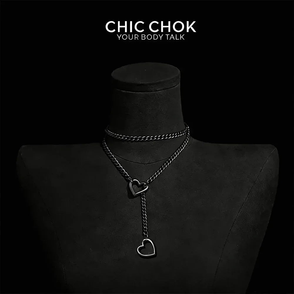 CHICCHOK [MeowChain] Heart O-ring Cuban chain necklace - CHICCHOK - Choker