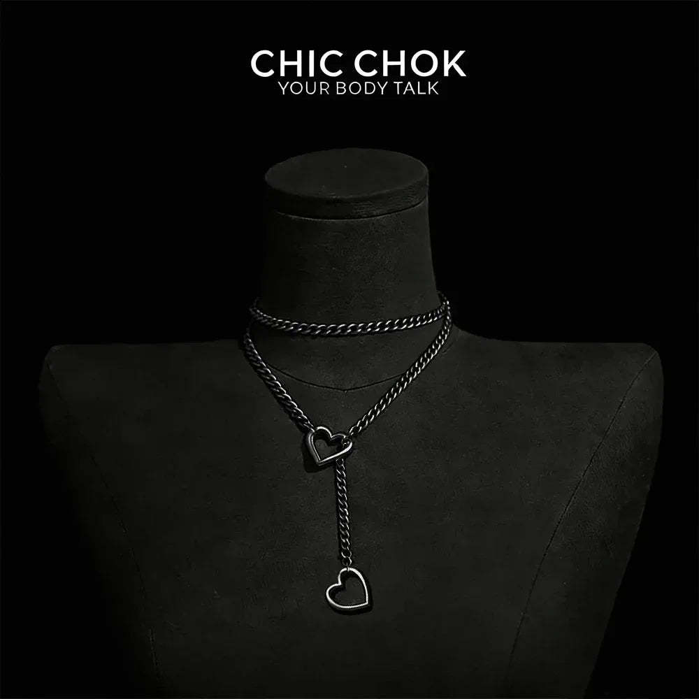 CHICCHOK [MeowChain] Heart O-ring Cuban chain necklace - CHICCHOK - Choker