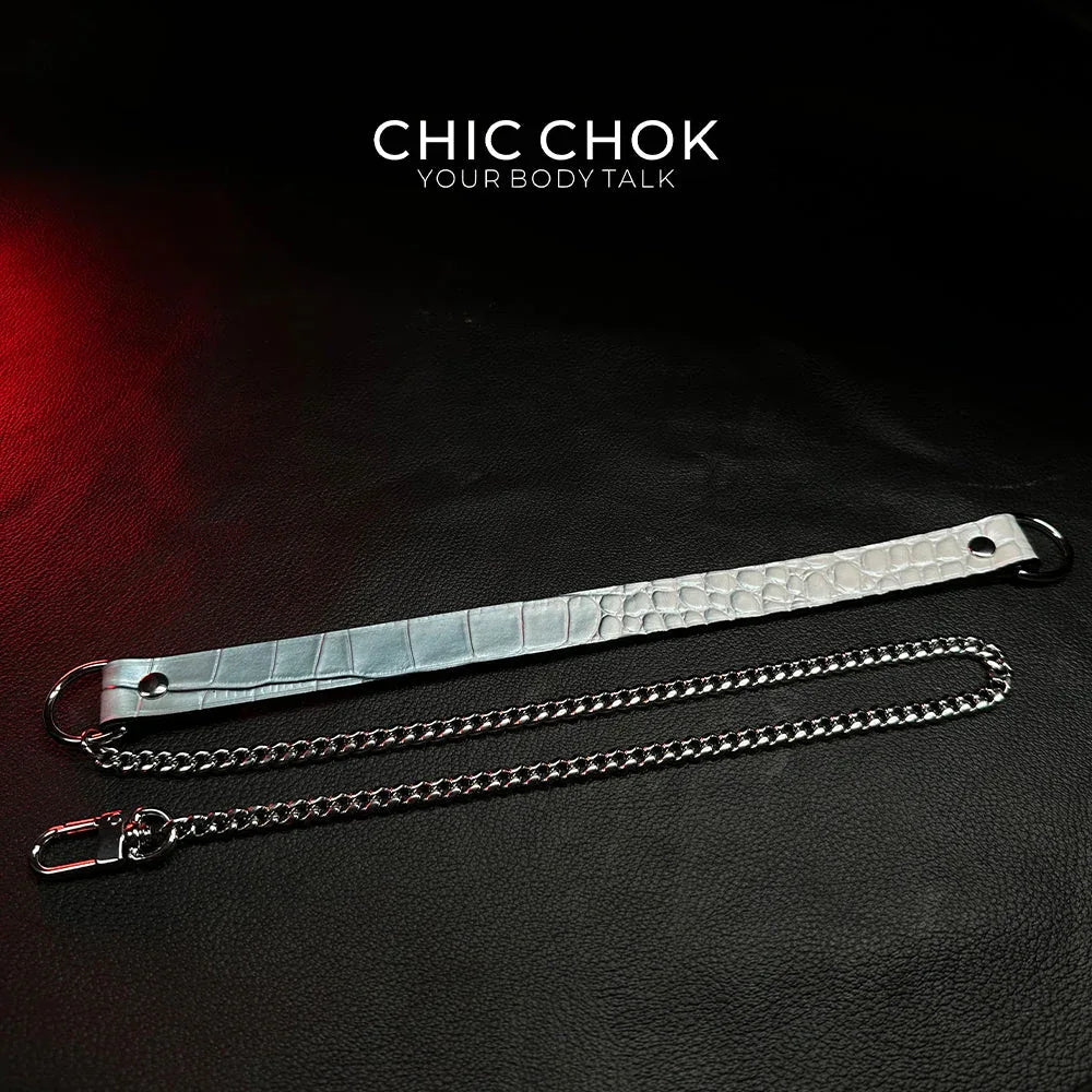 CHICCHOK [Breathless] Pulling Fashion and Fun Choker(Ice Blue Crocodile Texture) - CHICCHOK