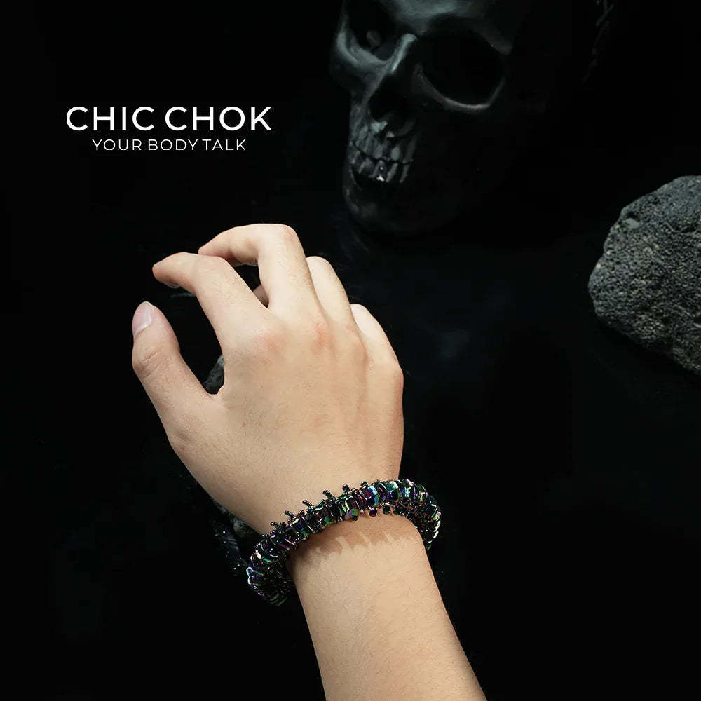 [CHICCHOK] Dragon Themed Bracelet – Stylish Bone Design, A Fusion of Steel and Leather(Dazzling Colors) - CHICCHOK