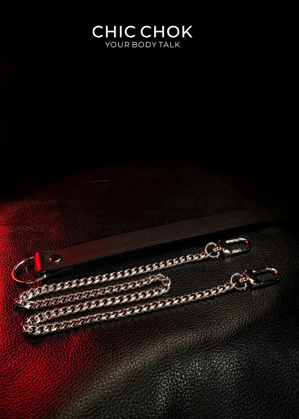 CHICCHOK [Breathless] Fashion Black with Thick Chains, Movable Pulling Chain Daily Wear Leather Necklace Choker versatile wear(Removable chain) - CHICCHOK