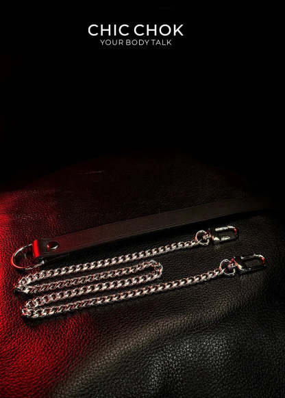 CHICCHOK [Breathless] Fashion Black with Thick Chains, Movable Pulling Chain Daily Wear Leather Necklace Choker versatile wear(Removable chain) - CHICCHOK
