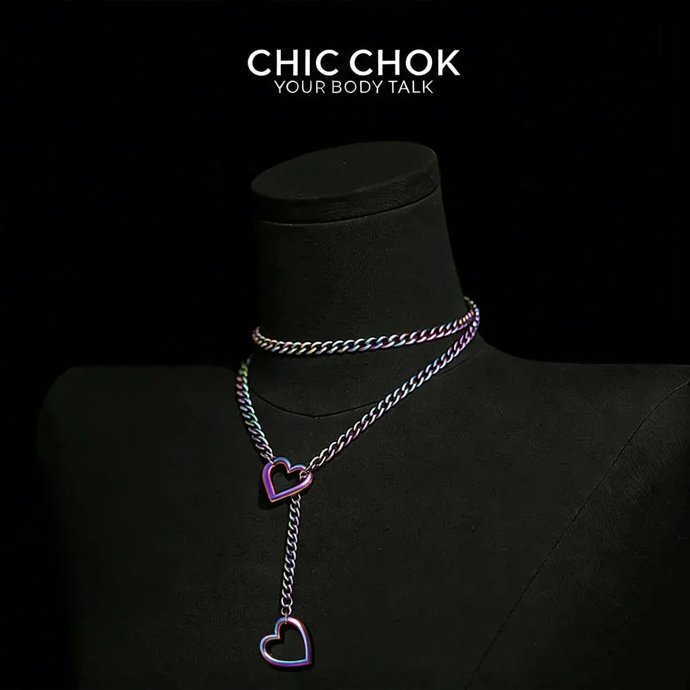 CHICCHOK [MeowChain] Heart O-ring Cuban chain necklace - CHICCHOK - Choker