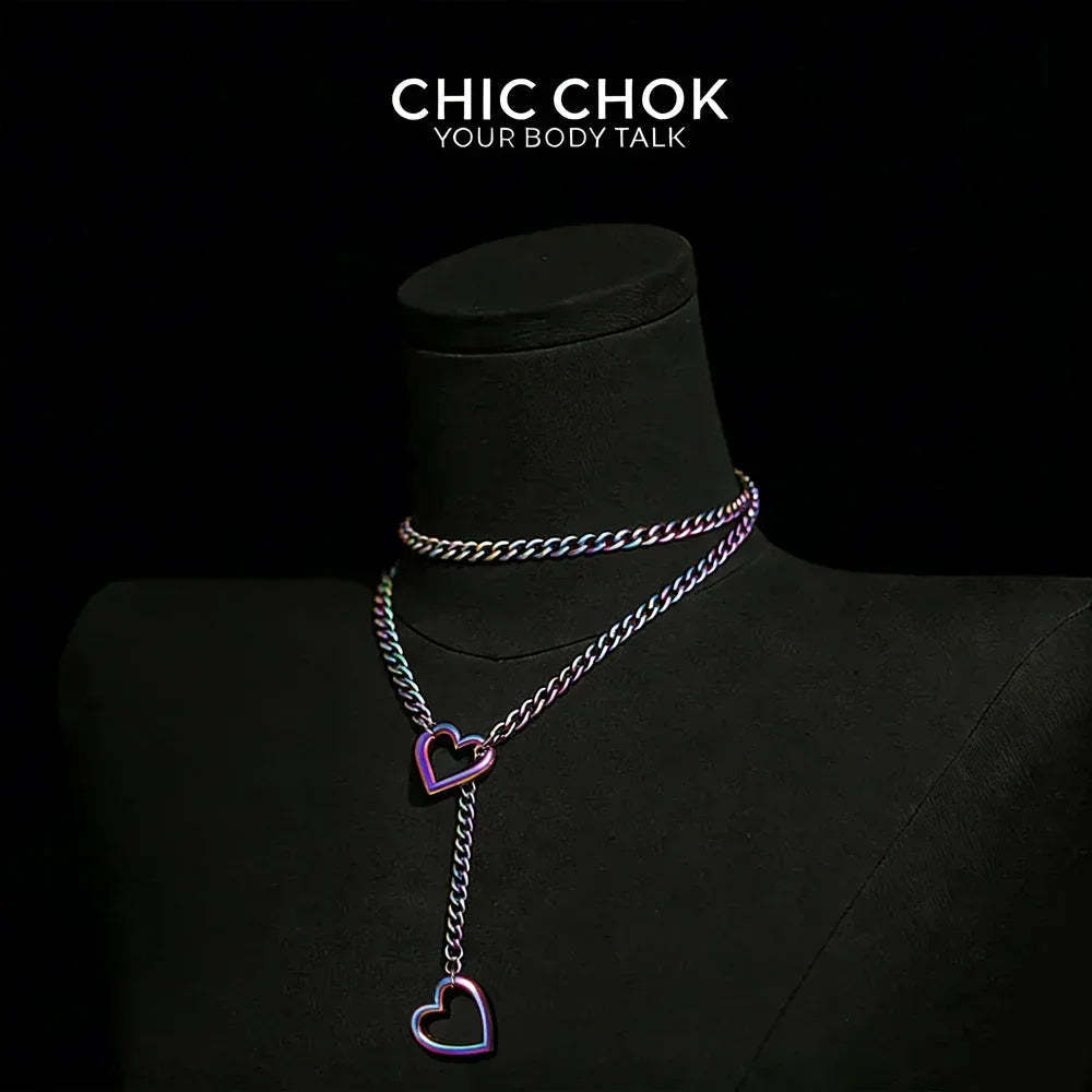 CHICCHOK [MeowChain] Heart O-ring Cuban chain necklace - CHICCHOK - Choker